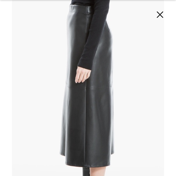 Max Studio khaki green vegan leather a-line midi skirt - Large NWOT - Picture 3 of 4